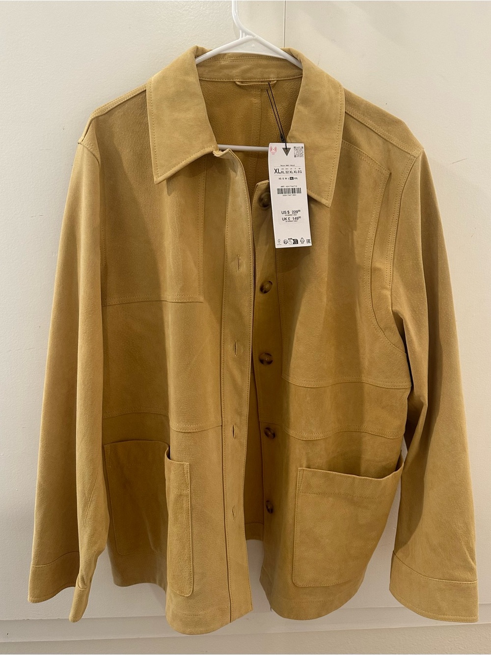 NWT Zara 100% Suede Champagne Butter Yellow Jacket 4341/744